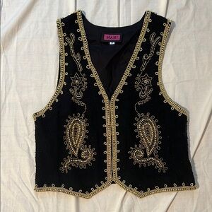 Black Embellished Vintage Women's Top